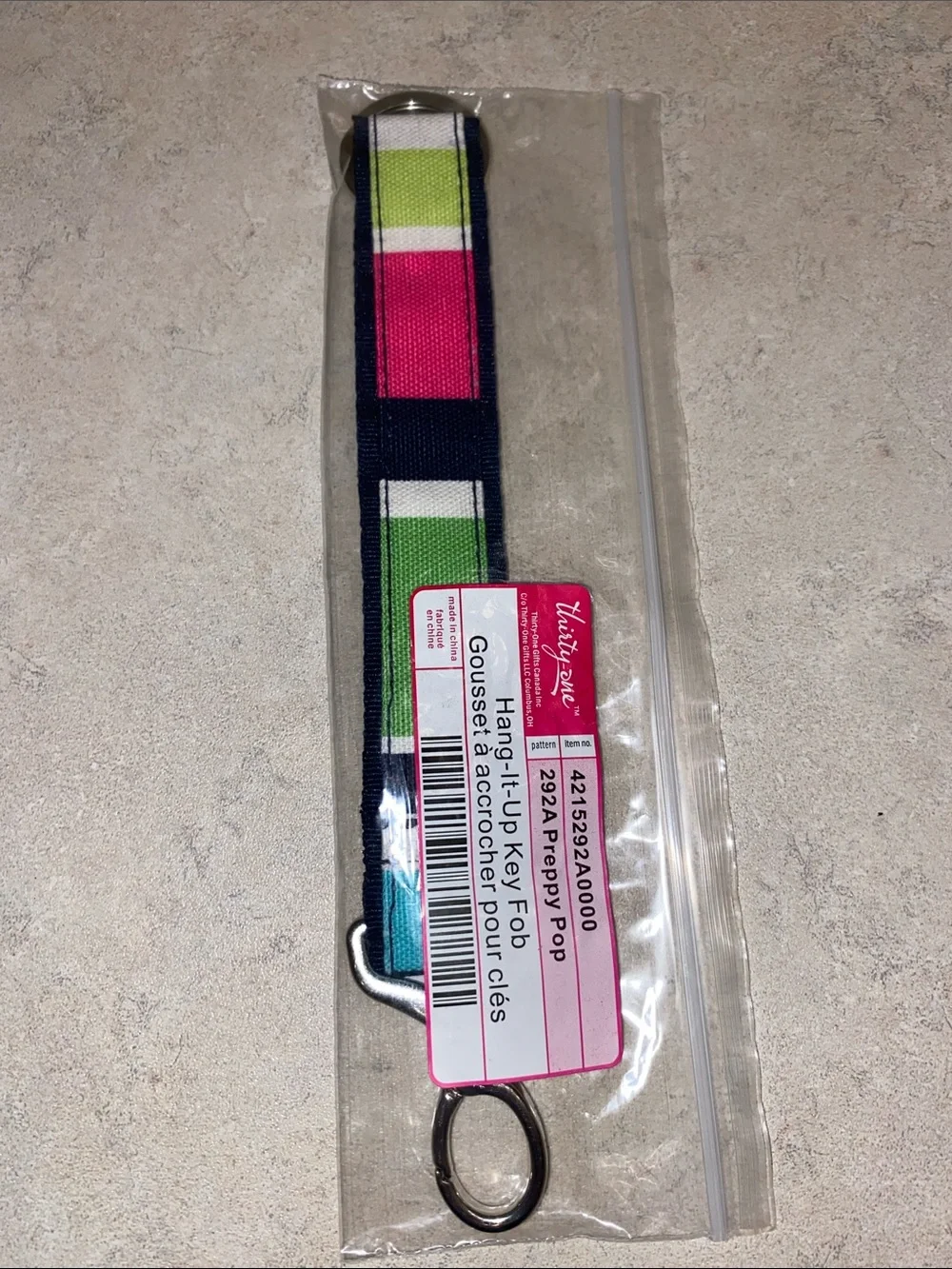 thirty-one Navy Multicolor Striped Hang-It-Up Key Fob